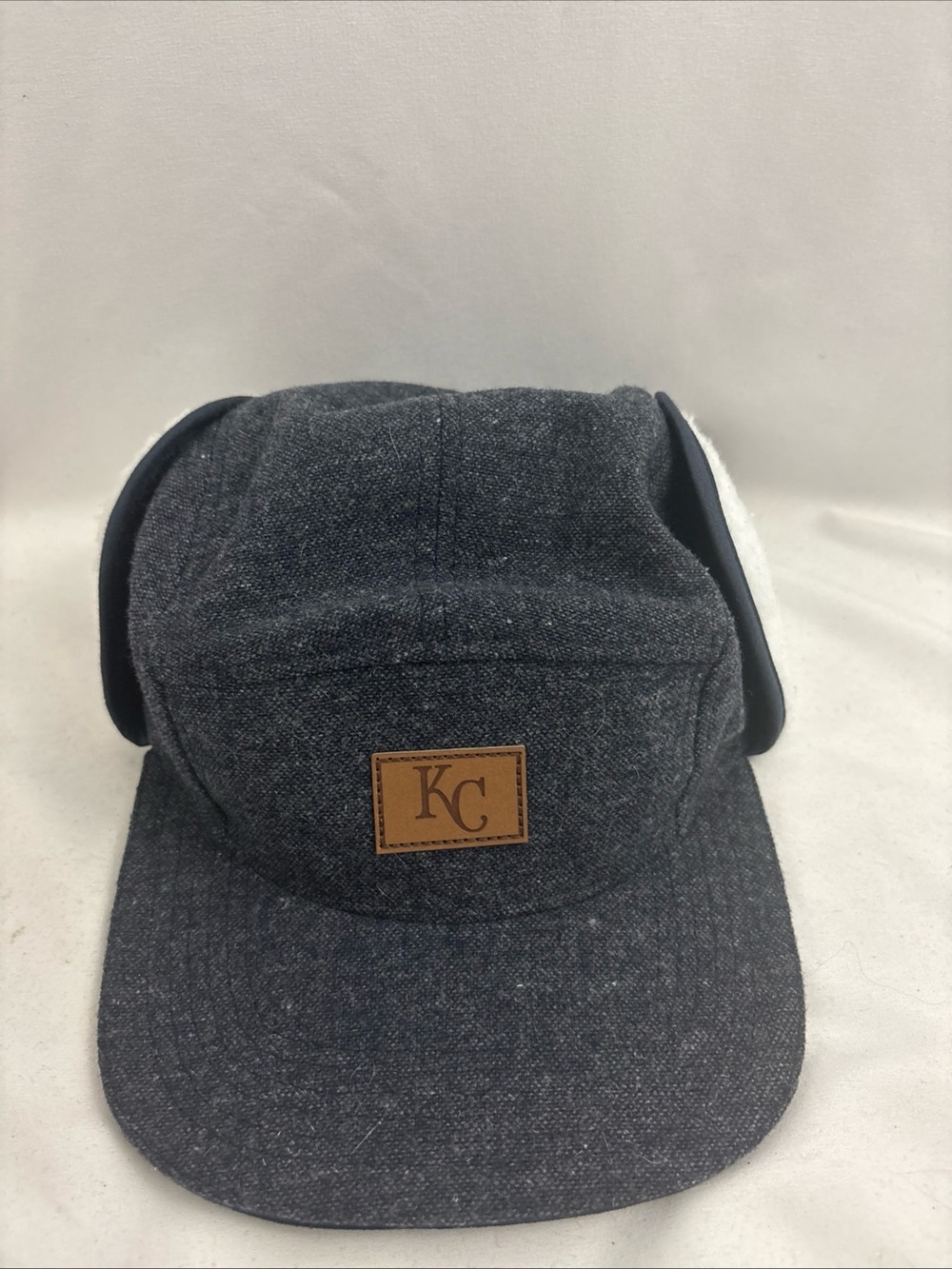 Kansas City Royals Snapback Hat Melonwear Navy Blue Ear Flaps MLB